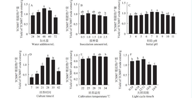 棘孢木霉TCS007菌株的固態(tài)發(fā)酵條件、次生代謝產(chǎn)物產(chǎn)量影響因素（三）